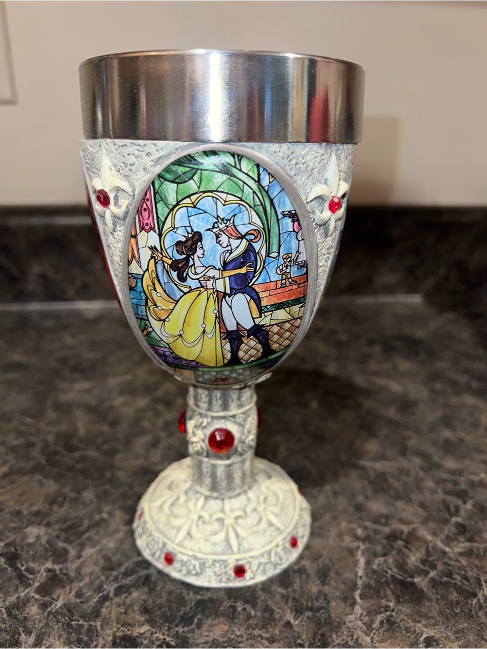 Enesco Disney Showcase Beauty & the Beast Stained Glass Chalice Goblet 6007188